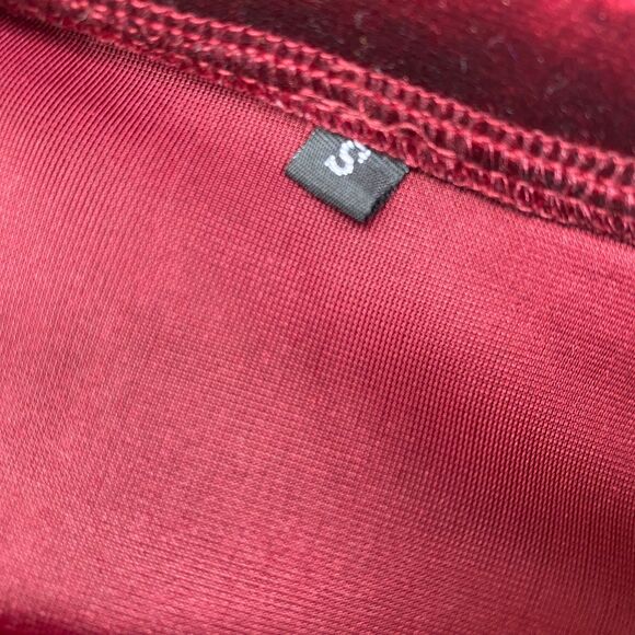 Ruby Red Velvet Tunic Blouse Small Long Sleeves Bertha Cowl Collar Goth Boho - Picture 11 of 11